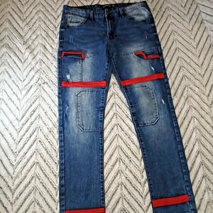 Y2K South Pole Zip Skinny Jeans‎ Denim Men's Size 34x32 Punk Skate JA002